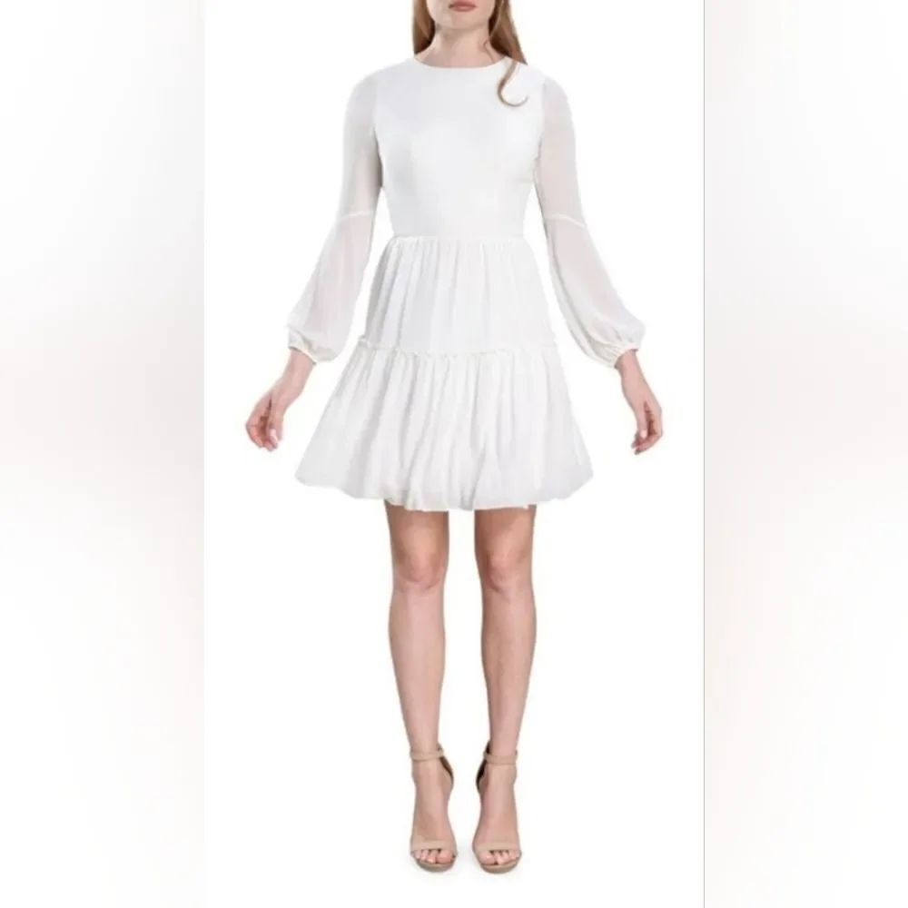 DRESS THE POPULATION Paola Back Cutout Mini Dress NWT size medium white